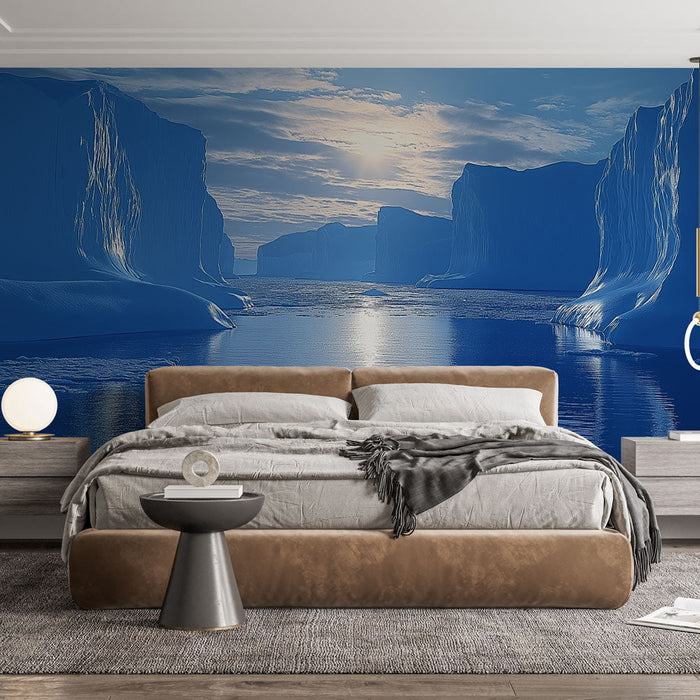 Mural Wallpaper glacier | Landscape of blue glaciers and bright sky