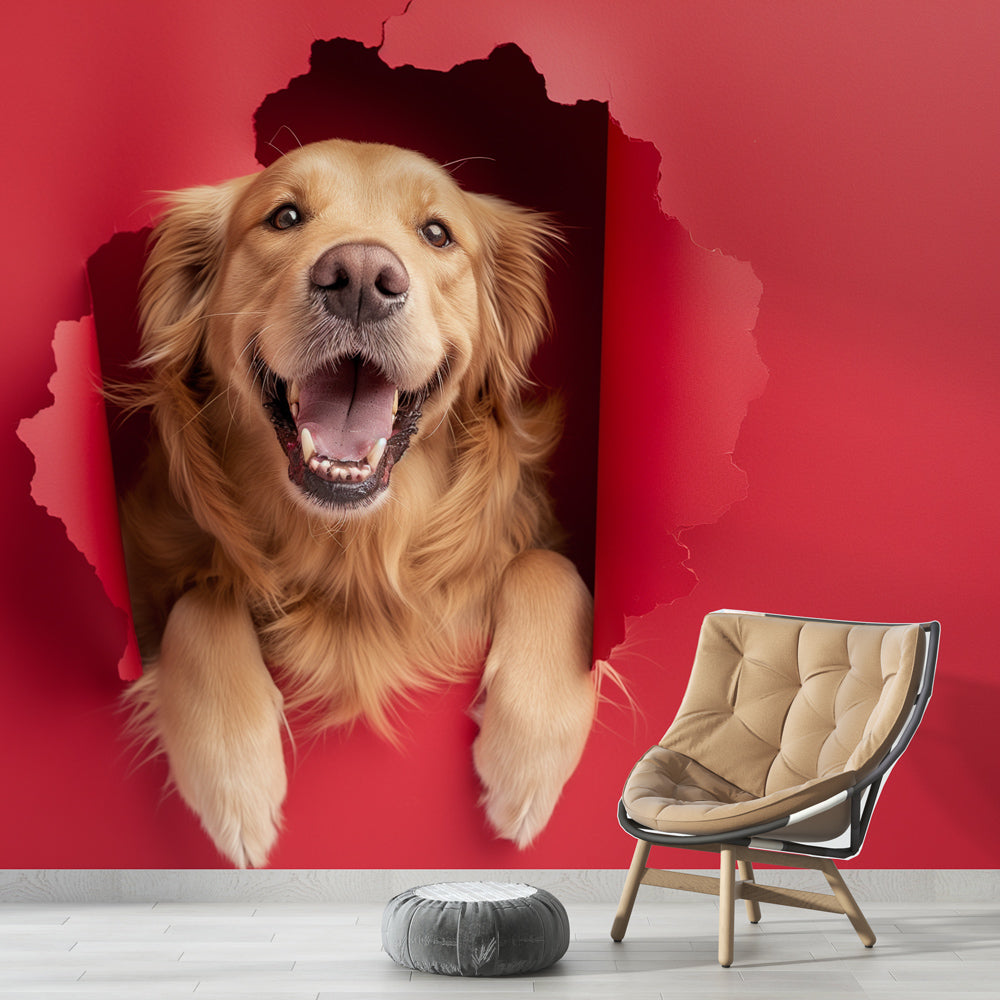 Fototapet golden Retriever | 3D coming out of the wallI18n Error: Missing  interpolation value \, image size:1000x1000