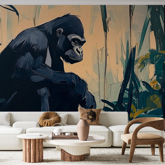Fototapet goril | Renkli bir ormanda bir goril tasarımı
