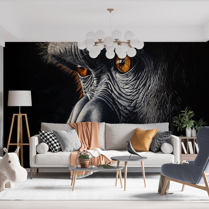 Falfestmény tapéta gorilla | Közeli kép egy gorilla arcáról kifejező szemekkel