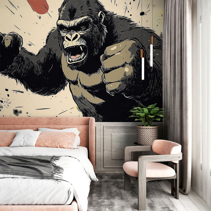 Foto Behang gorilla | Dynamische illustratie van een gorilla in beweging