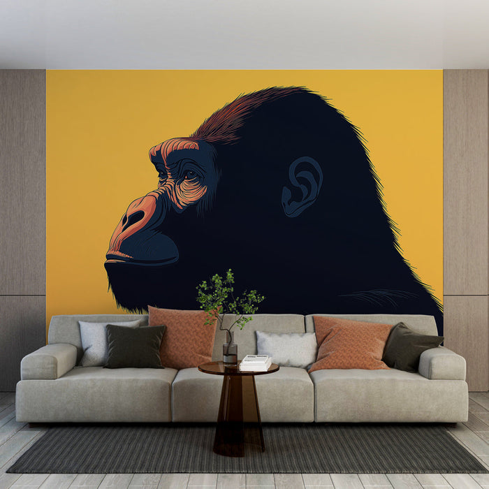 Carta da parati gorilla | Profilo audace di un gorilla su uno sfondo colorato