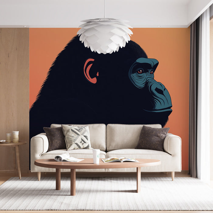 Papel pintado gorila | Silueta artística de un gorila sobre un fondo degradado