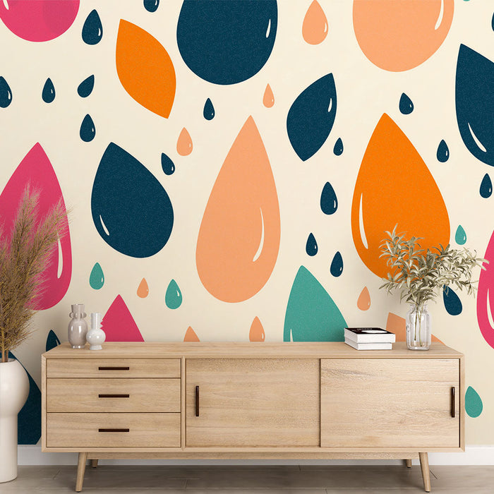 Tapete colorful-drops | Verspieltes Muster von Tropfen in verschiedenen Farbtönen