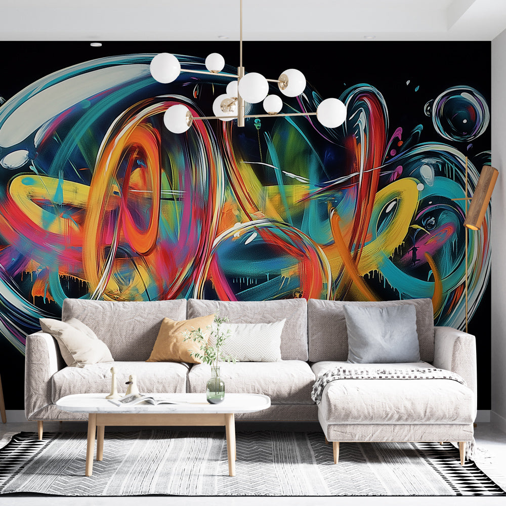 Mural Wallpaper graffiti | Contemporary colorful burst — WonderMural