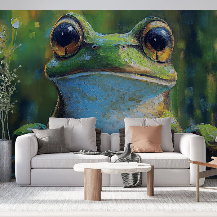 Mural Wallpaper frog | Colorful illustration of a frog on a natural background