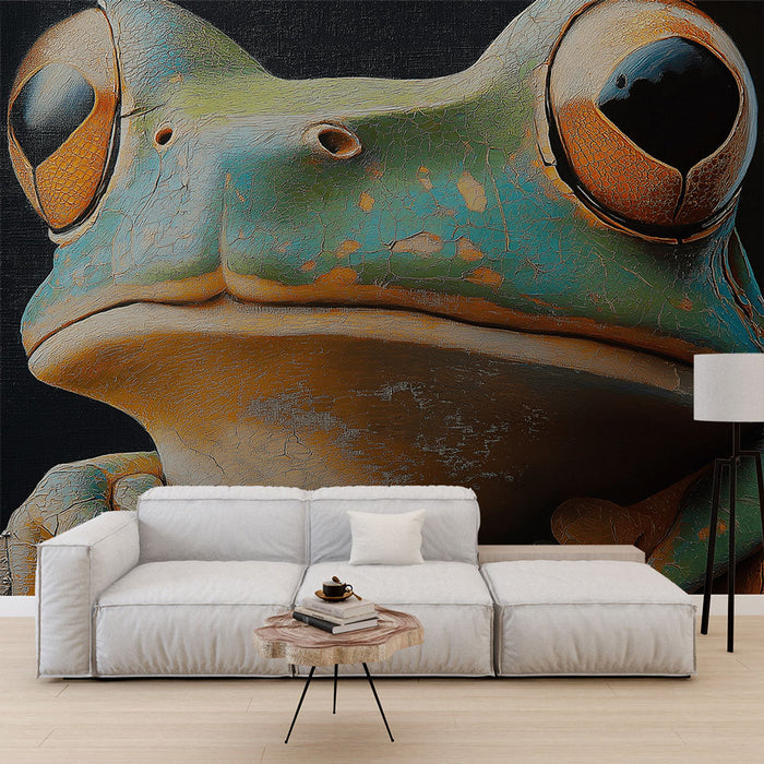 Mural Wallpaper frog | Illustration of a colorful frog on a black background