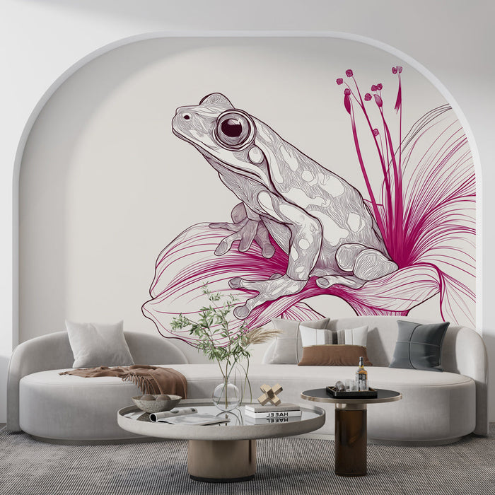Carta da parati rana | Una rana elegante appollaiata su un fiore delicato