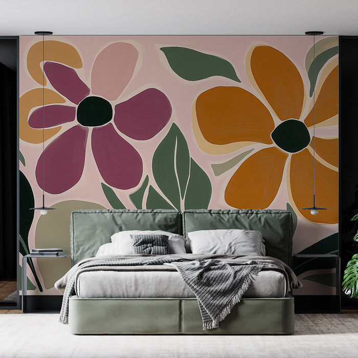 Falikárpit nagy virágok | Pasztell festmény