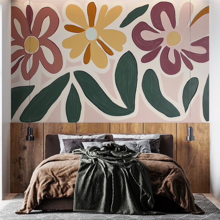 Mural Wallpaper big flowers | Trio pastel