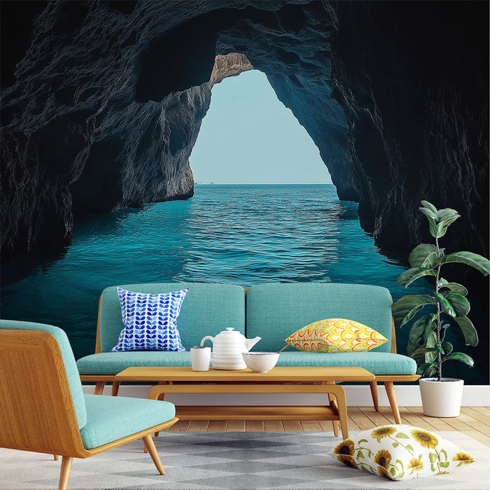 Tapeta mořská-jeskyně | Úžasný výhled na mořskou dutinu s tyrkysovou vodou