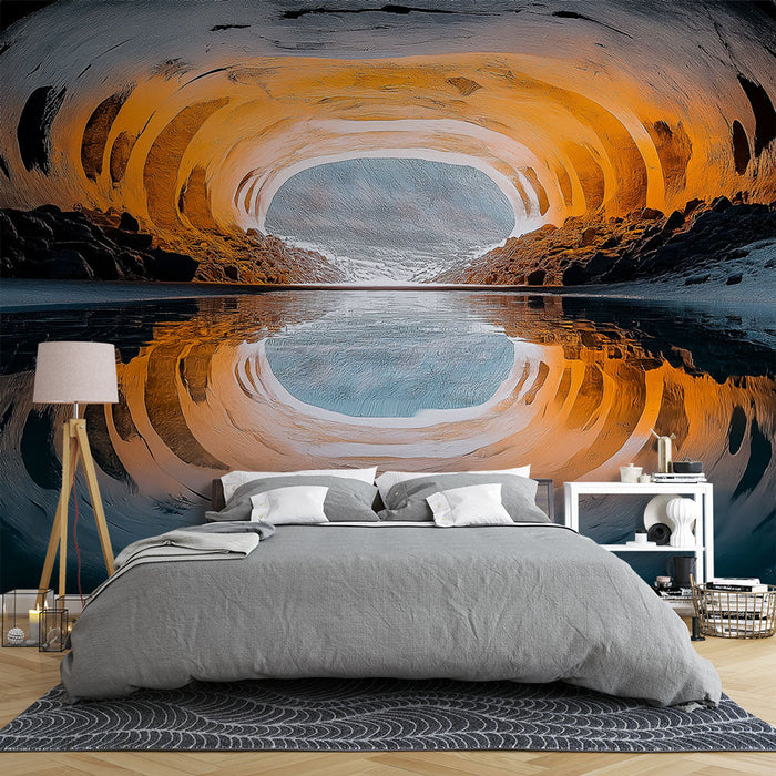 Mural Wallpaper cave | Reflections in a spectacular cavity