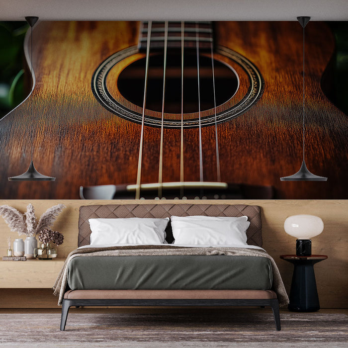 Mural Wallpaper acoustic wooden guitar | Rich texture and handcrafted finishes