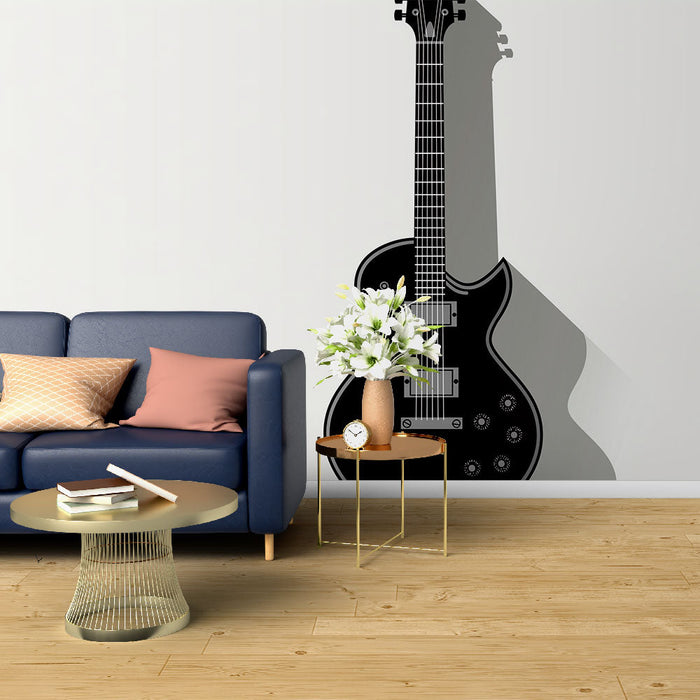 Tapeta czarna elektryczna gitara | Elegancki design klasycznej gitary elektrycznej