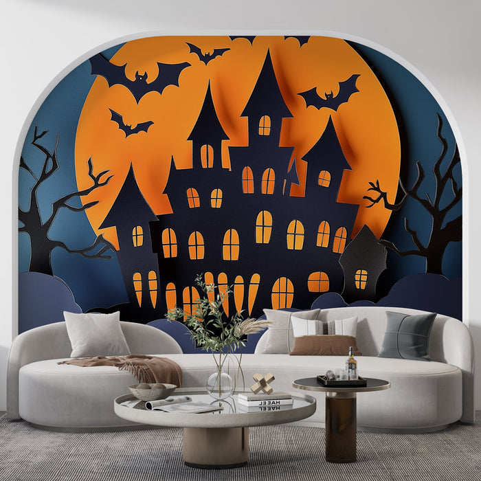 Papel de parede Halloween | Castelo Assombrado Sob a Lua Cheia