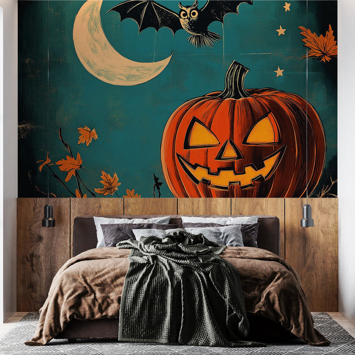 Tapeta Halloween | Dynia i nocny sowa