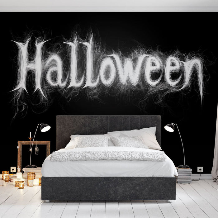 Papel de parede Halloween | Padrão Fantasmagórico em Branco