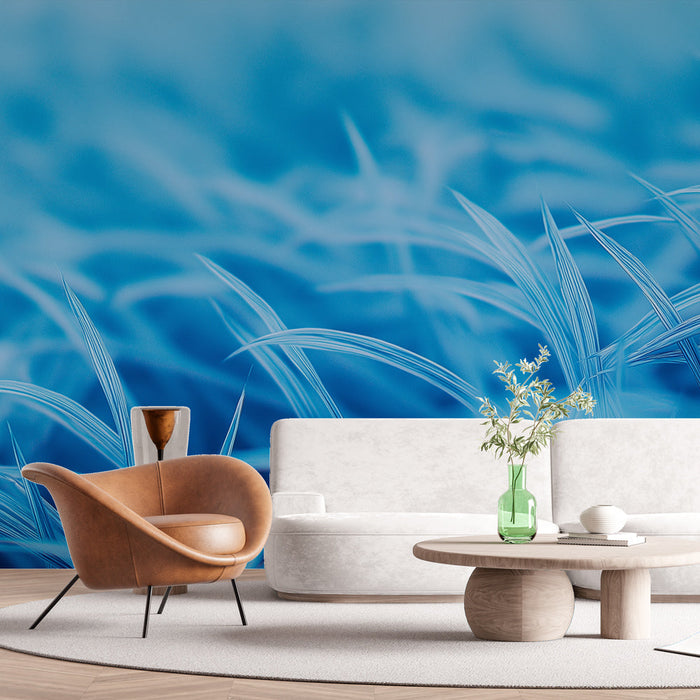 Papel pintado blue grass | Delicate blades and soothing ambiance