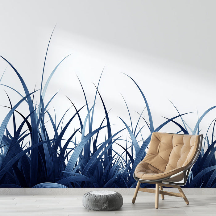 Papel pintado blue grasses | Stylized grasses on white background