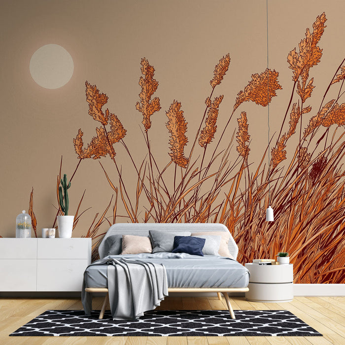 Tapete χρυσά βότανα | Ένας γαλήνιος τοπίο κάτω από έναν καταπραϋντικό ήλιο