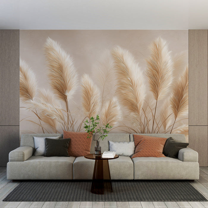 Fotó tapéta magas fű | Lágy bézs árnyalatok homályos finom fűszernövényekkel