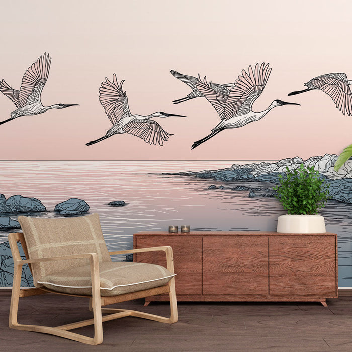 Fototapeet haned | Elegantsete haigurite siluetid pastelsel taustal