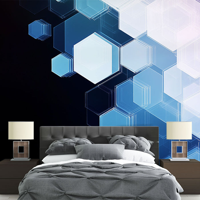 Tapet hexagons | Geometriskt mönster i blå gradient