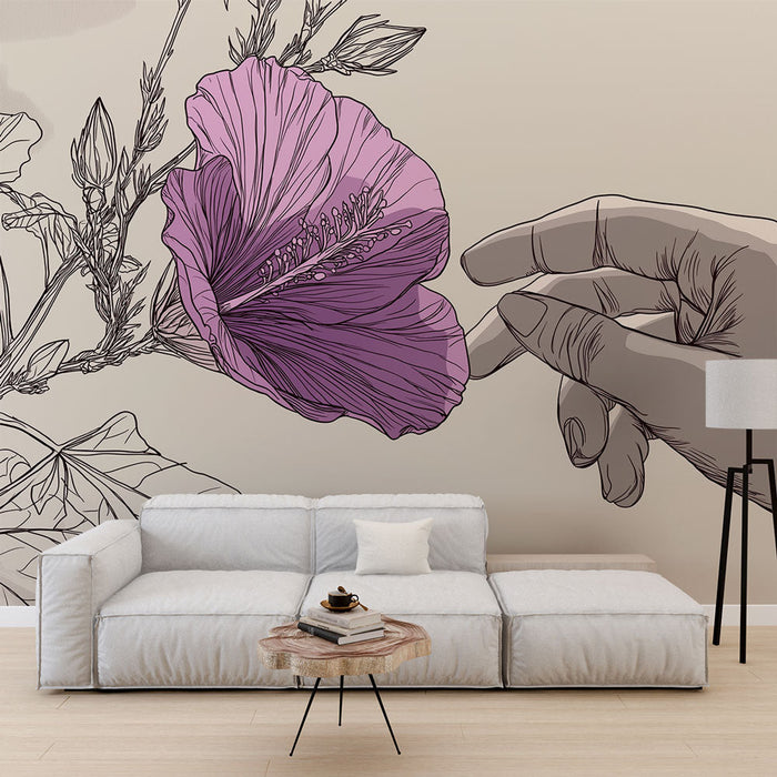 Fototapet hibiskus | Hibiskus cvijet u nijansama ljubičaste s nježnim obrubima