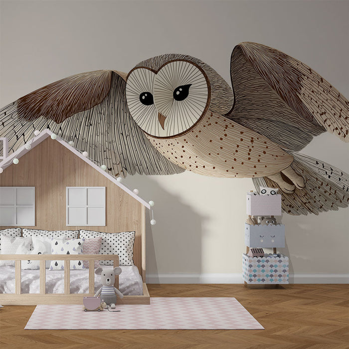 Fototapet sova | Stilizirana sova u punom letu s nježnim teksturama