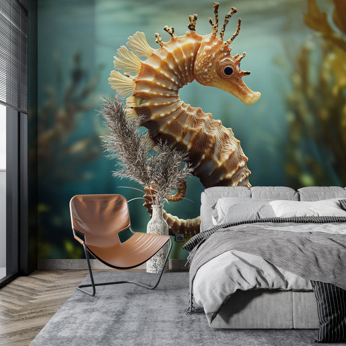 Fototapet sjøhest | Elegant sjøhestmønster i en beroligende maritim dekor