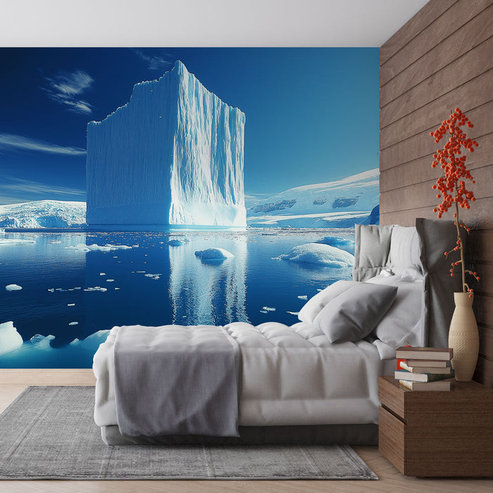 Fototapet buz dağları | Derin mavi sularda muhteşem buz dağı