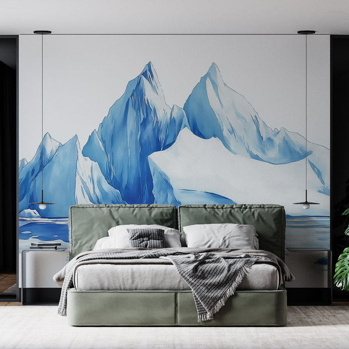 Tapeta iceberg | Umělecká ilustrace majestátních ledovců v odstínech modré