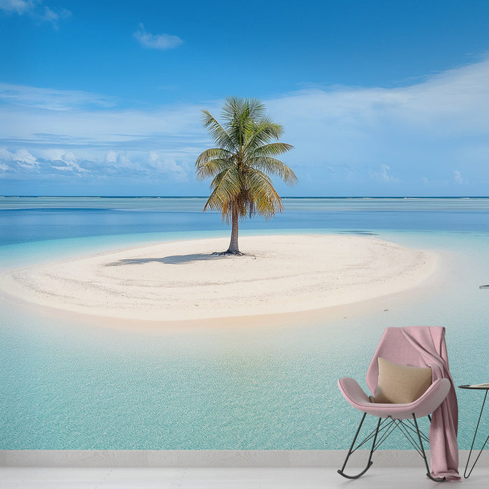 Tapet paradise-island | Plajă cu nisip alb și mare turcoaz