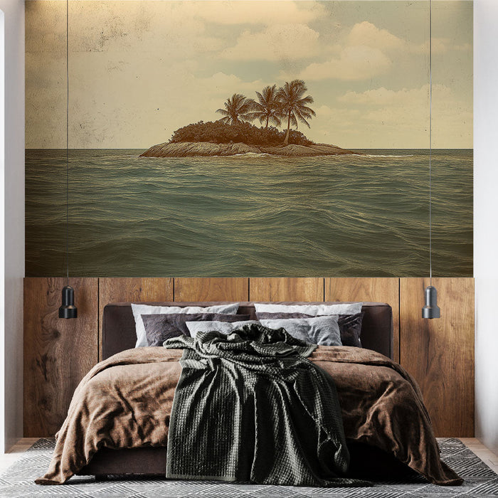 Mural Wallpaper tropical island | Peaceful islet surrounded by turquoise water