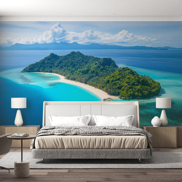 Mural Wallpaper tropski otok | Bijela pješčana plaža i tirkizno more