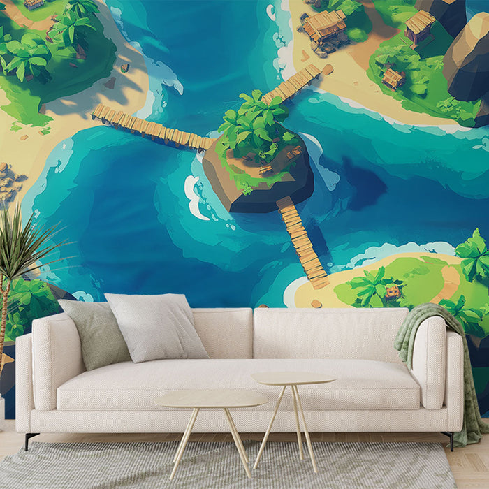 Seinamaalingu tapeet troopilised saared | Saarte ja türkiissiniste vete elav maastik