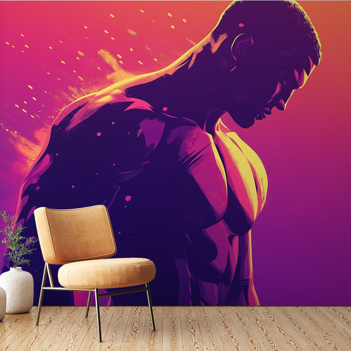 Mural Wallpaper abstract illustration | Silhouette of a man in shades