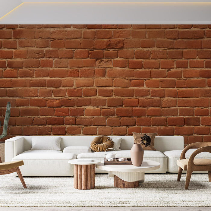 Old Brick Effect Mural Wallpaper | Orange Variation