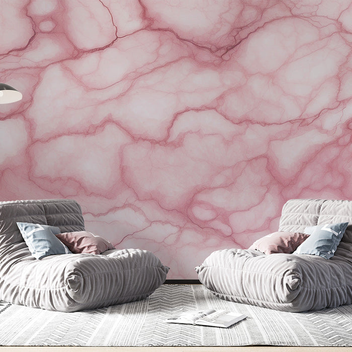 Marble Effect Mural Wallpaper | Bright Pink Veins
