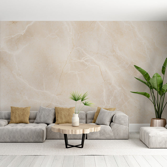 Marble Effect Mural Wallpaper | Beige with Light Veins
