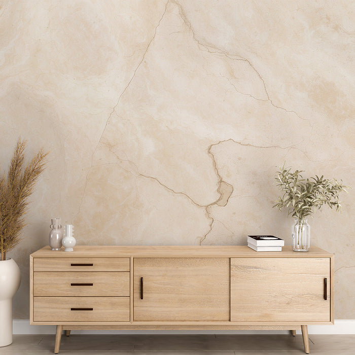 Marble Effect Mural Wallpaper | Beige with Dark Veins