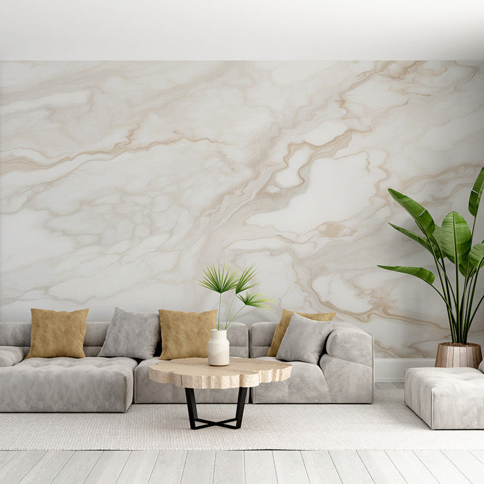 White Marble Effect Mural Wallpaper | Brown Veins