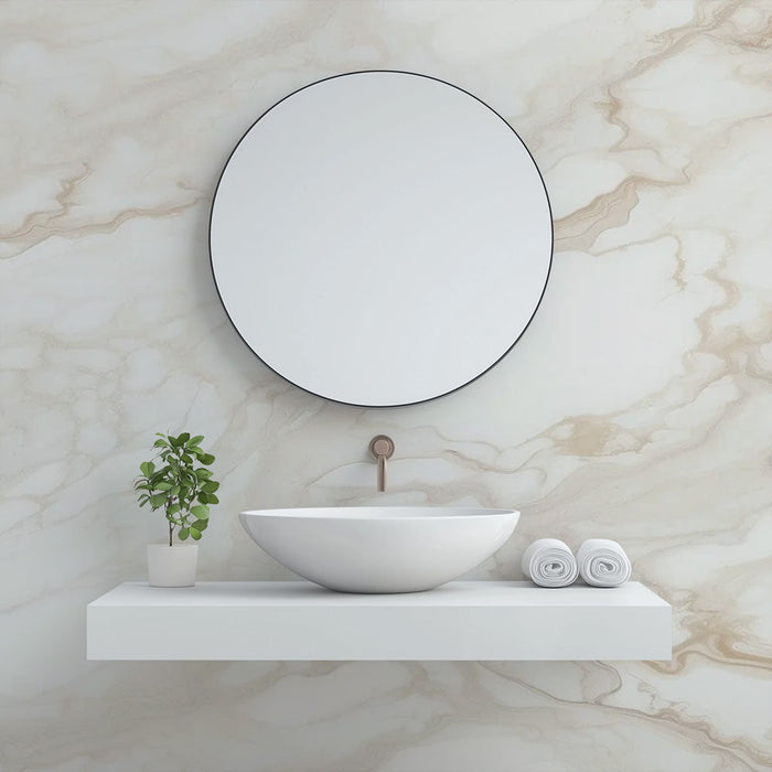 Tapeta koupelna | Bílý mramorový efekt s hnědými žilkami