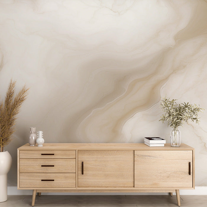 Marble Effect Mural Wallpaper | Sand and White