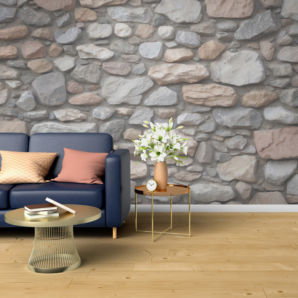 stone colour wallpaper living room