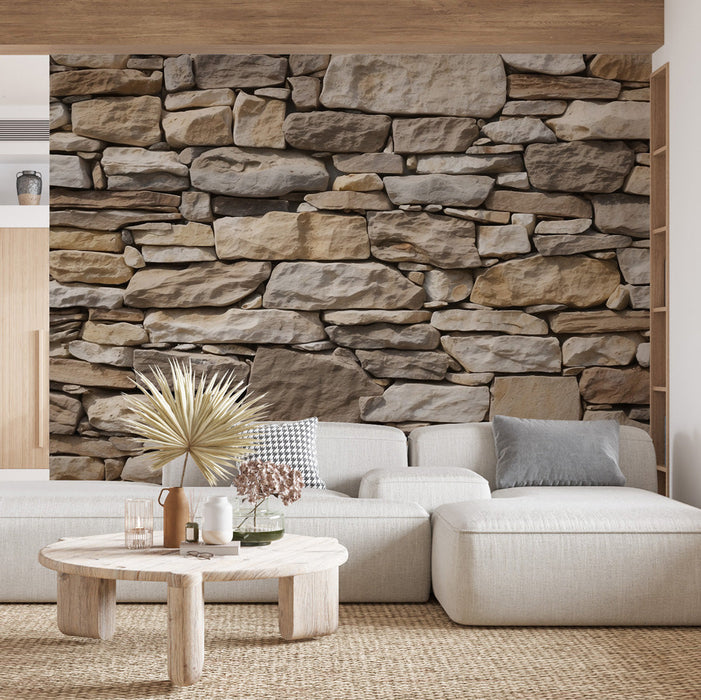 Colored Stone-Effect Mural Wallpaper | Jointless