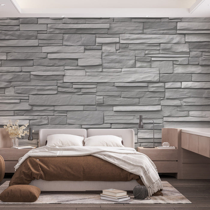 Stone-Effect Mural Wallpaper | Vertical and Gray