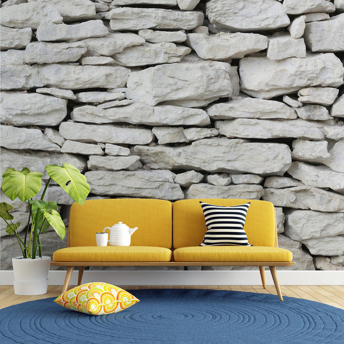 Stone-look Mural Wallpaper | Fine and White