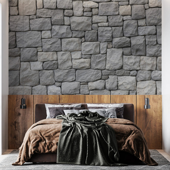Stone-look Mural Wallpaper | Gray Granite