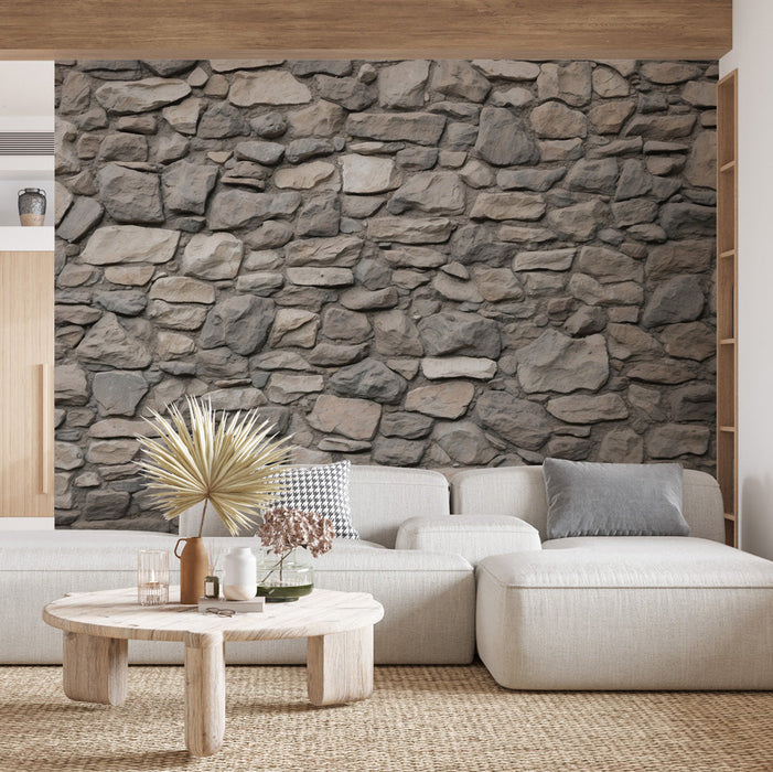 Faux Stone Mural Wallpaper | With Joints